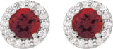 Platinum Natural Mozambique Garnet Round 4-Prong Halo-Style Earrings – 3-8mm Stones - view 6