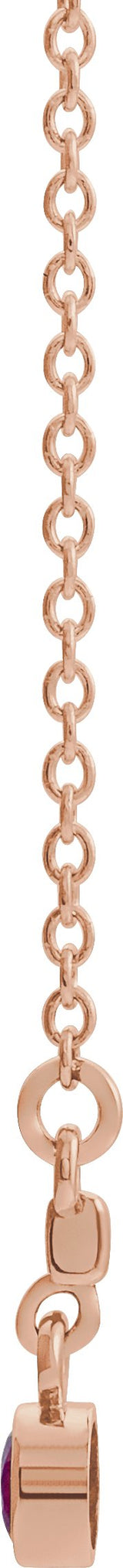 14K Gold Round Lab-Grown Alexandrite Bezel-Set Bar Necklace III - Rose Gold - view 4
