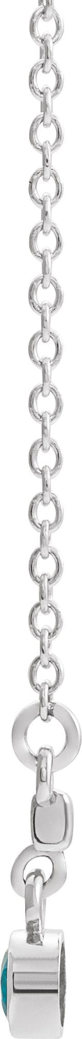 Platinum Round Natural Aquamarine Bezel-Set Bar Necklace III - view 4
