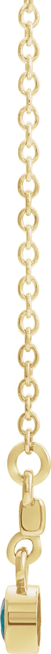 14K Gold Round Natural Aquamarine Bezel-Set Bar Necklace III - Yellow Gold - view 4