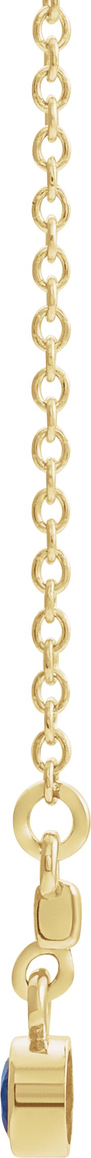 14K Gold Round Lab-Grown Blue Sapphire Bezel-Set Bar Necklace III - Yellow Gold - view 4