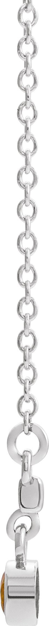 Platinum Round Natural Citrine Bezel-Set Bar Necklace III - view 4