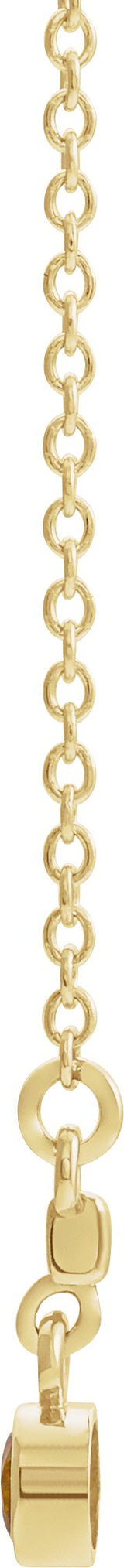 14K Gold Round Natural Citrine Bezel-Set Bar Necklace III - Yellow Gold - view 4