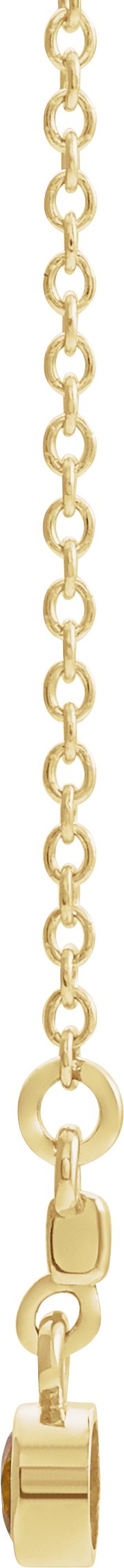 14K Gold Round Natural Citrine Bezel-Set Bar Necklace III - Yellow Gold - view 4