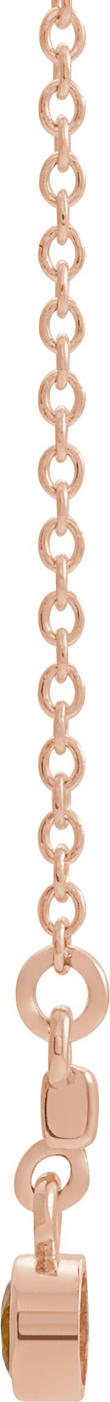 14K Gold Round Natural Citrine Bezel-Set Bar Necklace III - Rose Gold - view 4