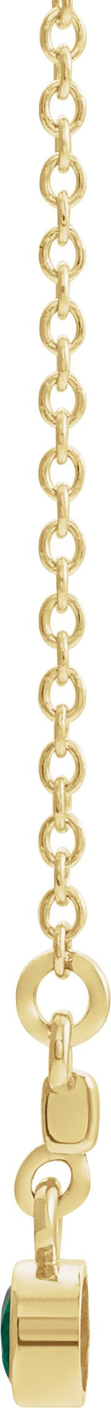 14K Gold Round Lab-Grown Emerald Bezel-Set Bar Necklace III - Yellow Gold - view 4
