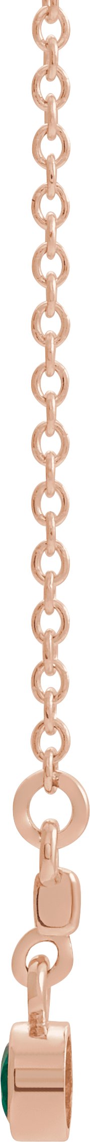 14K Gold Round Lab-Grown Emerald Bezel-Set Bar Necklace III - Rose Gold - view 4