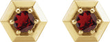 14K Gold Natural Mozambique Garnet Round 3-Prong Geometric Earrings - Yellow Gold - view 4