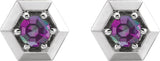 14K Gold Lab-Grown Alexandrite Round 3-Prong Geometric Earrings - White Gold - view 4