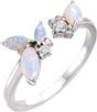 Platinum Natural White Opal & Natural Diamond Negative Space Ring
