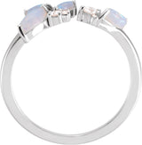 14K Gold Natural White Opal & Natural Diamond Negative Space Ring - White Gold - view 2