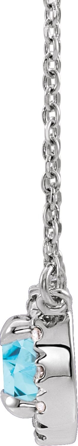 Platinum Round Natural Blue Zircon French-Set Halo-Style Necklace - view 6