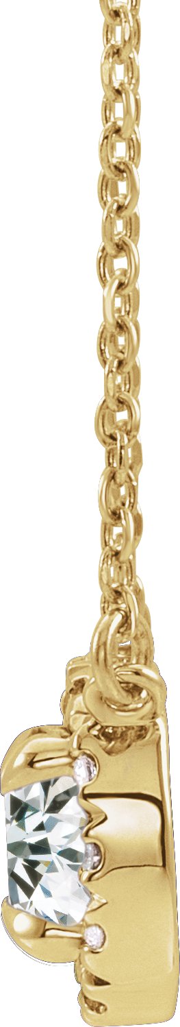 14K Gold Round Lab-Grown Diamond French-Set Halo-Style Necklace - Yellow Gold - view 6