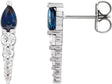 Platinum Pear Lab-Grown Blue Sapphire & Natural Diamond Accented Bar Earrings