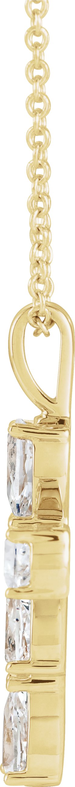 14K Gold Pear Natural White Sapphire Cross Necklace or Pendant - Yellow Gold - view 4