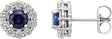 Platinum Lab-Grown Blue Sapphire & Natural Diamond Round 4-Prong Halo-Style Earrings – 3.5-8mm Stones