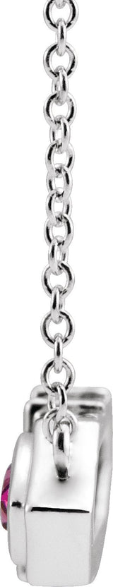 Platinum Natural Pink Multi-Gemstone Geometric Bar Necklace - view 2