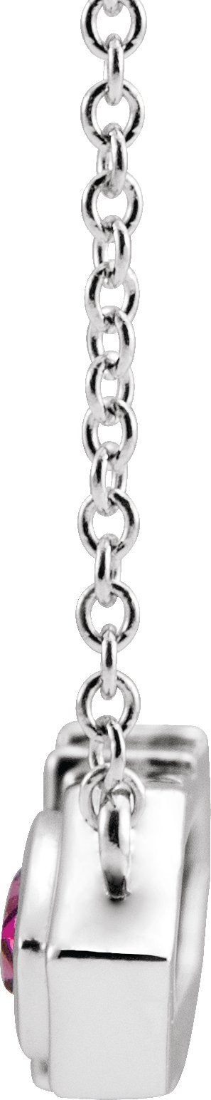 Platinum Natural Pink Multi-Gemstone Geometric Bar Necklace - view 2