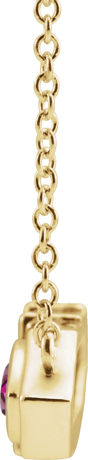 14K Gold Natural Pink Multi-Gemstone Geometric Bar Necklace - Yellow Gold - view 2