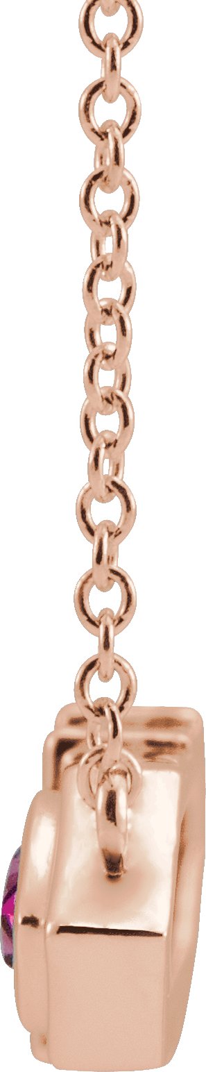 14K Gold Natural Pink Multi-Gemstone Geometric Bar Necklace - Rose Gold - view 2