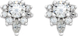 Platinum Round Natural White Sapphire Accented Earrings - view 6