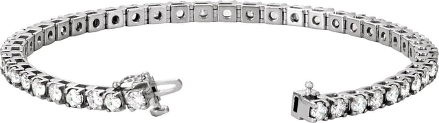 14K Gold Round Lab-Grown Diamond Line Bracelet - White Gold - view 4