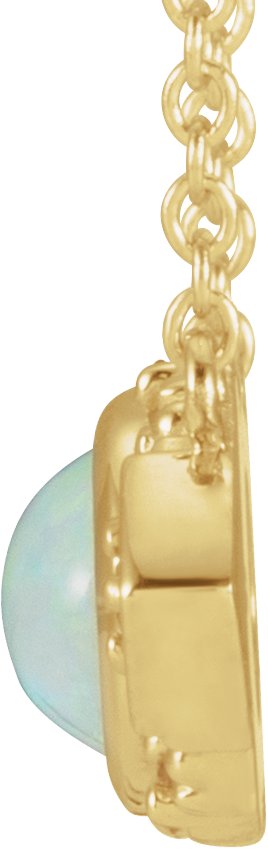 14K Gold Oval Natural Ethiopian Opal & Natural Pink Sapphire Vintage-Inspired Necklace – 7x5mm - Yellow Gold - view 2