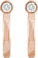 14K Gold Round Natural Diamond Bezel-Set Hoop Earrings – 2-3mm Stones - Rose Gold - view 4