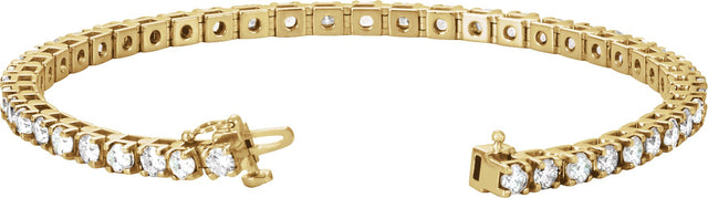 14K Gold Round Lab-Grown Diamond Line Bracelet - Yellow Gold - view 6