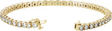 14K Gold Round Natural Diamond Line Bracelet – 3mm Stones - Yellow Gold - view 8