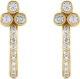 14K Gold Round Natural Diamond Accented Bezel-Set J-Hoop Earrings - Yellow Gold - view 5
