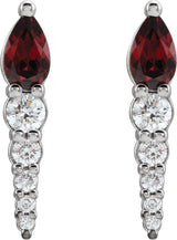 Platinum Pear Natural Mozambique Garnet & Natural Diamond Accented Bar Earrings - view 2