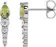 Platinum Pear Natural Peridot & Natural Diamond Accented Bar Earrings
