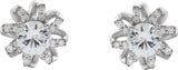 14K Gold Natural White Sapphire Round 4-Prong Halo-Style Twist Earrings - White Gold - view 4