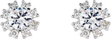 Platinum Natural White Sapphire Round 4-Prong Halo-Style Earrings - view 4