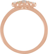 14K Gold Round Natural White Ethiopian Opal & Natural Diamond Geometric Cluster Ring - Rose Gold - view 2