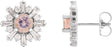 14K Gold Round Natural Pink Morganite & Natural Diamond Halo-Style Star Earrings - White Gold