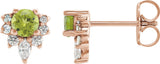 14K Gold Round Natural Peridot Accented Earrings - Rose Gold - view 4