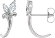 Platinum Marquise Natural White Sapphire Floral J-Hoop Earrings