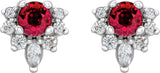 14K Gold Round Lab-Grown Ruby Accented Earrings - White Gold - view 5