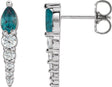 14K Gold Pear Lab-Grown Alexandrite & Natural Diamond Accented Bar Earrings - White Gold