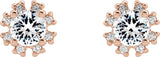 14K Gold Natural Diamond Round 4-Prong Halo-Style Earrings - Rose Gold - view 4