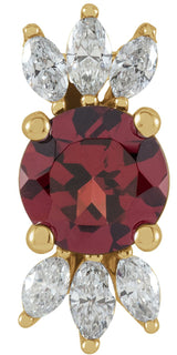 14K Gold Round Natural Mozambique Garnet & Natural Diamond Accented Necklace or Pendant – 1/5 CTW - Yellow Gold
