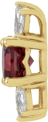 14K Gold Round Natural Mozambique Garnet & Natural Diamond Accented Necklace or Pendant – 1/5 CTW - Yellow Gold - view 2