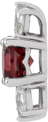Platinum Round Natural Garnet & Natural Diamond Accented Necklace or Pendant - view 2