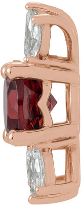 14K Gold Round Natural Mozambique Garnet & Natural Diamond Accented Necklace or Pendant – 1/5 CTW - Rose Gold - view 2