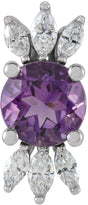 Platinum Round Natural Amethyst & Natural Diamond Accented Necklace or Pendant