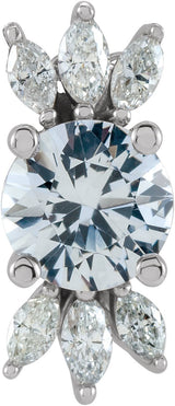 14K Gold Round Natural White Sapphire & Natural Diamond Accented Necklace or Pendant - White Gold