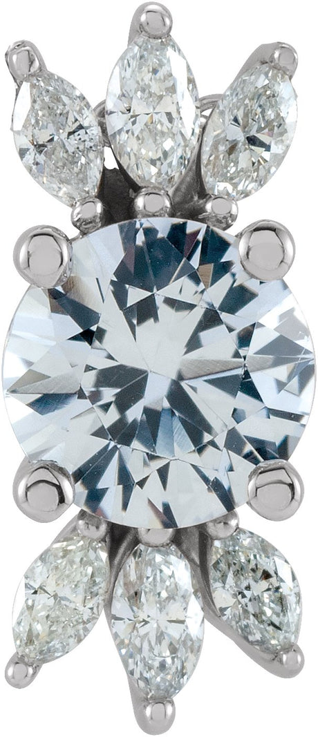 Platinum Round Natural White Sapphire & Natural Diamond Accented Necklace or Pendant
