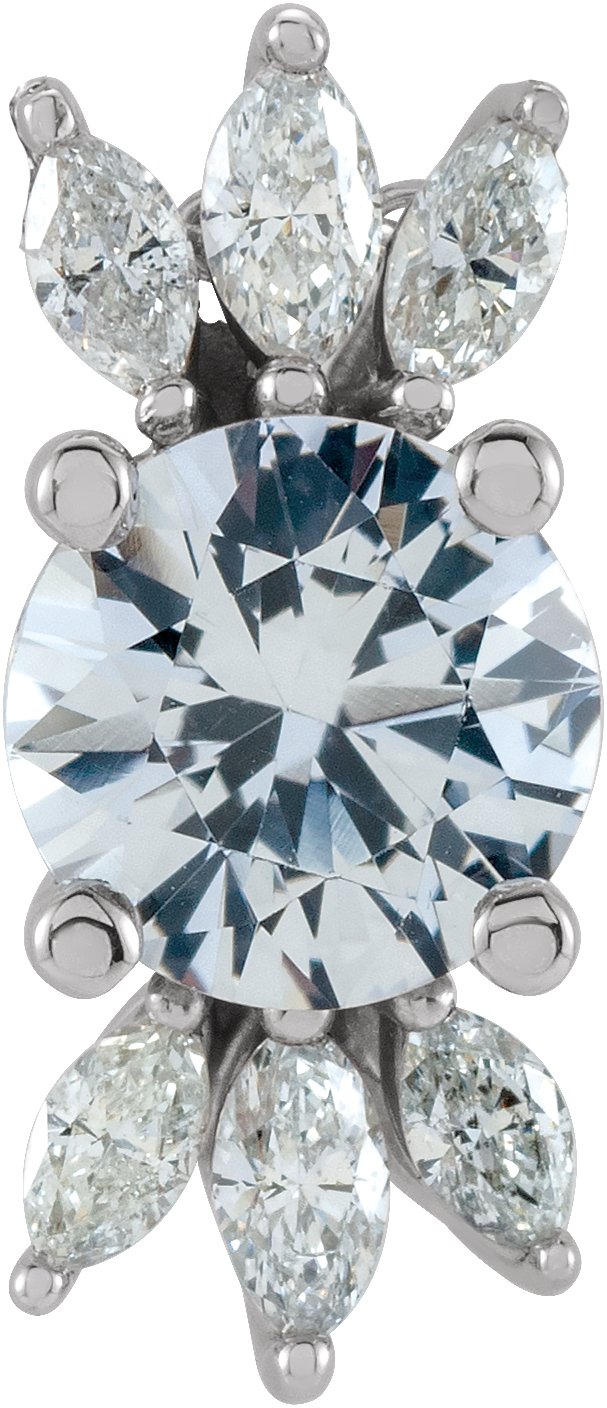 Platinum Round Natural White Sapphire & Natural Diamond Accented Necklace or Pendant